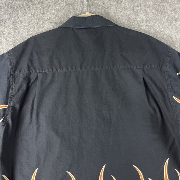 Harley Davidson Mechanic Shirt Mens Large Black Screaming Eagle Flames Button Up - Picture 11 of 14